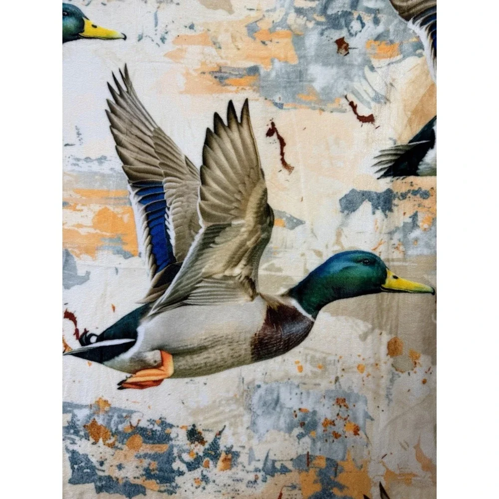 Duck Hunting Throw Blanket Mallard Ducks Plush Fleece 60x50 Camo Lodge‎ Cabin